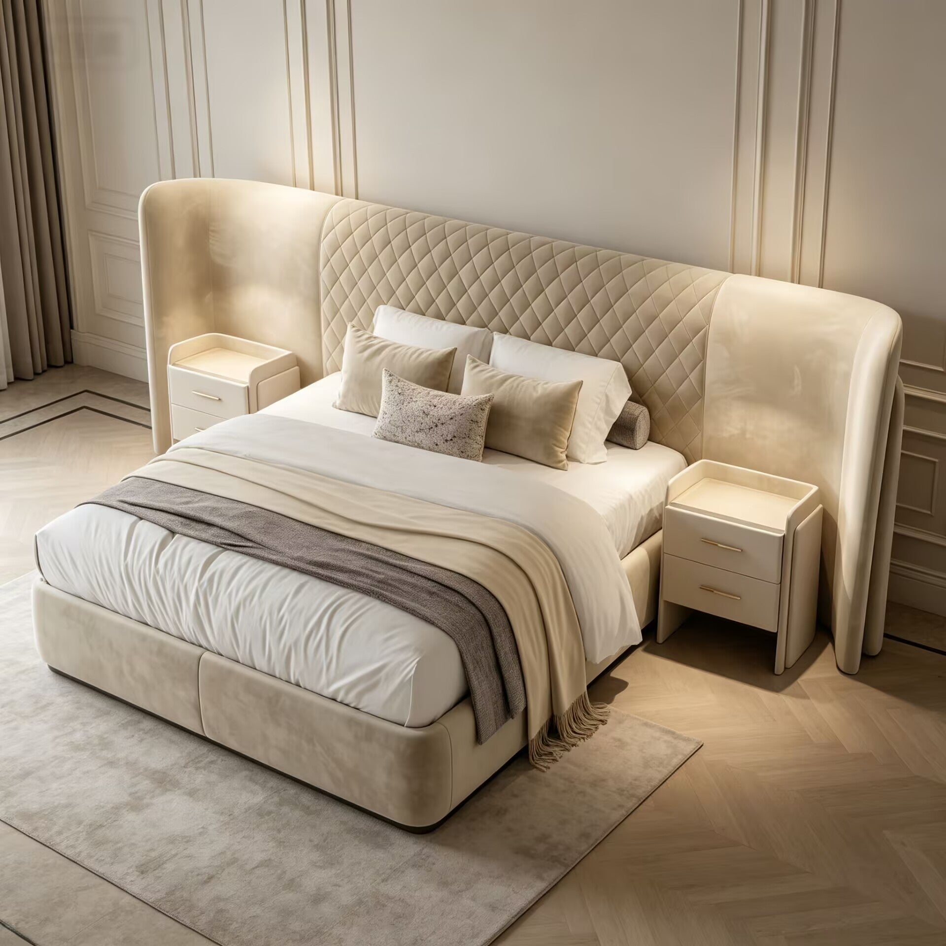 Eagle Wing Villa Bedroom Luxurious Fabric Widescreen Double Bed