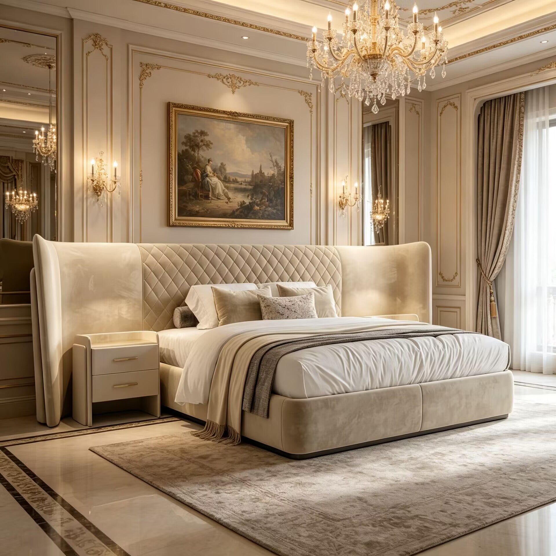 Eagle Wing Villa Bedroom Luxurious Fabric Widescreen Double Bed