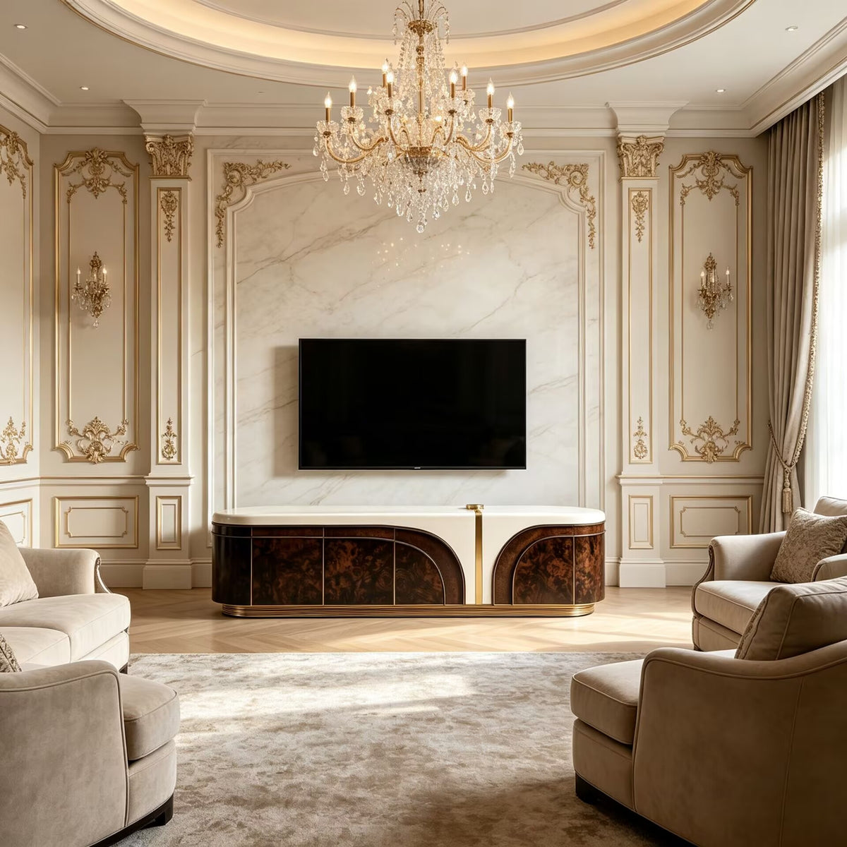 Elegance Living Room Upscale Creativity Lacquered Solid Wood Tv Cabinet