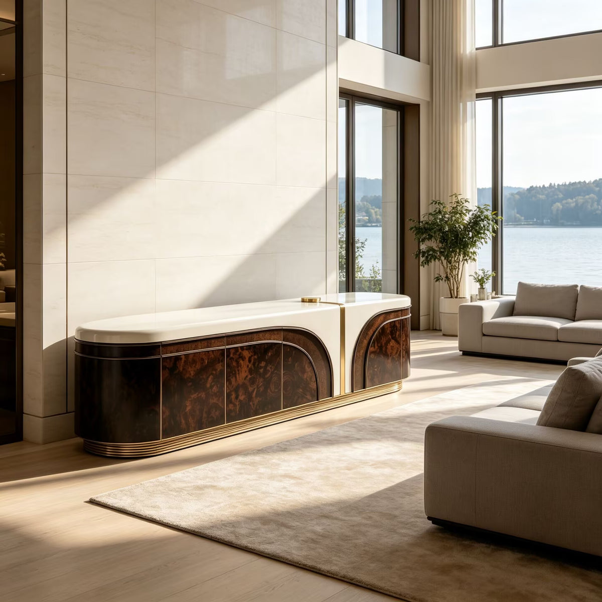 Elegance Living Room Upscale Creativity Lacquered Solid Wood Tv Cabinet