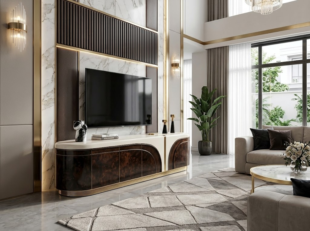 Elegance Living Room Upscale Creativity Lacquered Solid Wood Tv Cabinet