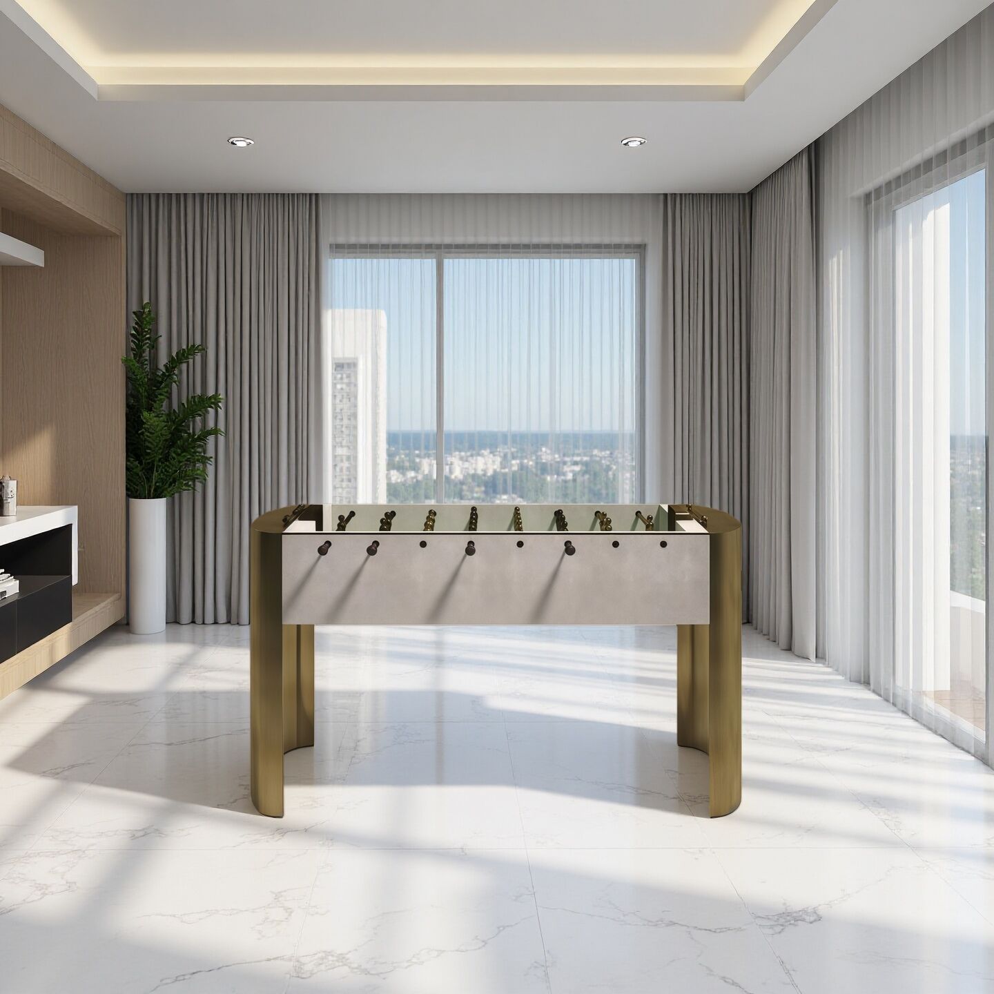 Ellipse Luxury Designer Indoor Standard Solid Wood Double Football Table