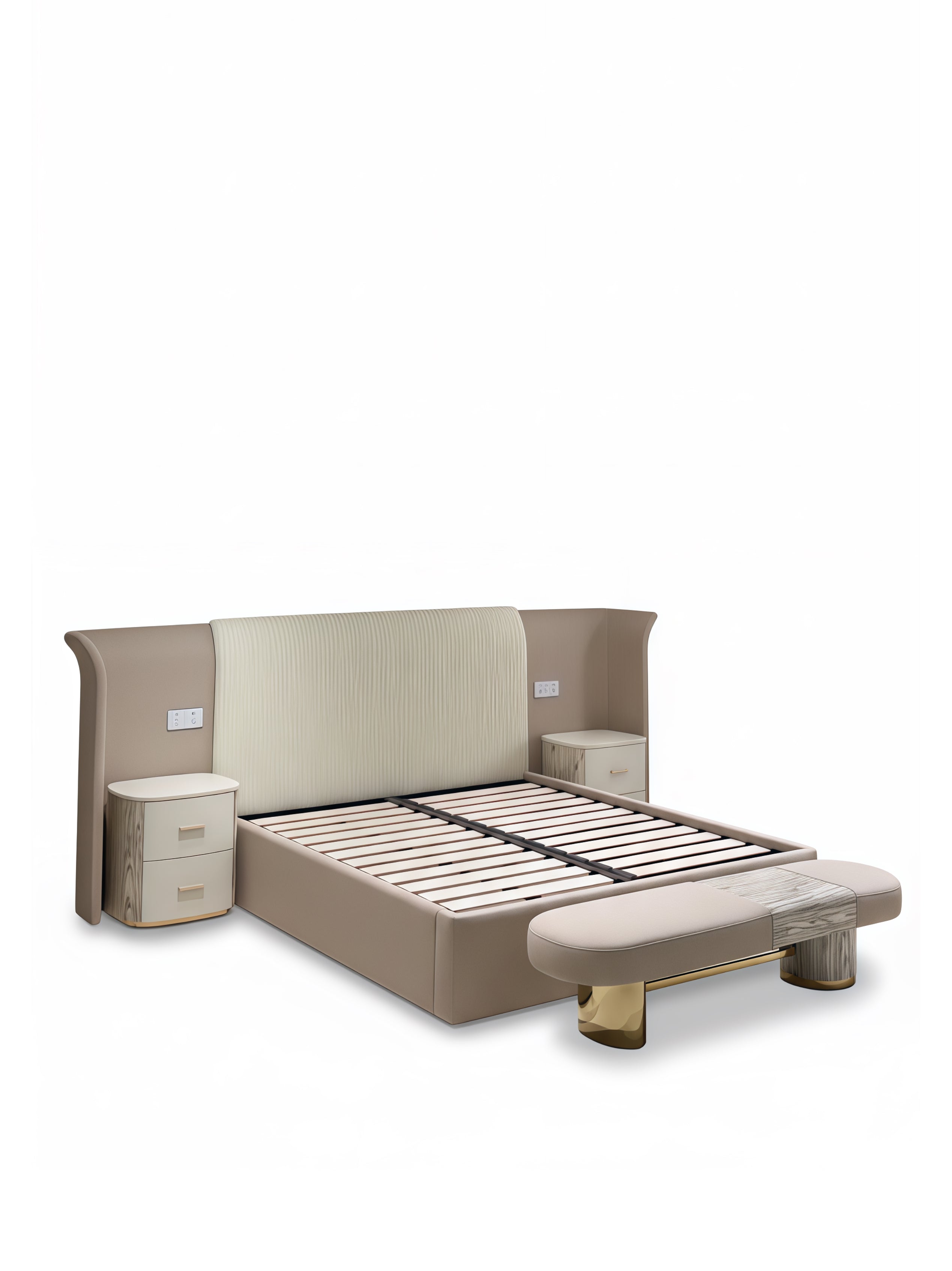 Embroidery Elegant leather designer high-end bed