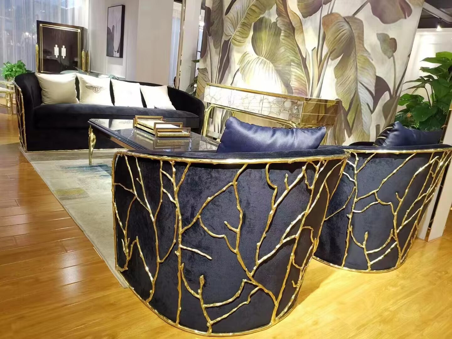 Enchanted Luxurious Designer Metal Minimalist Custom Fabric Sofa
