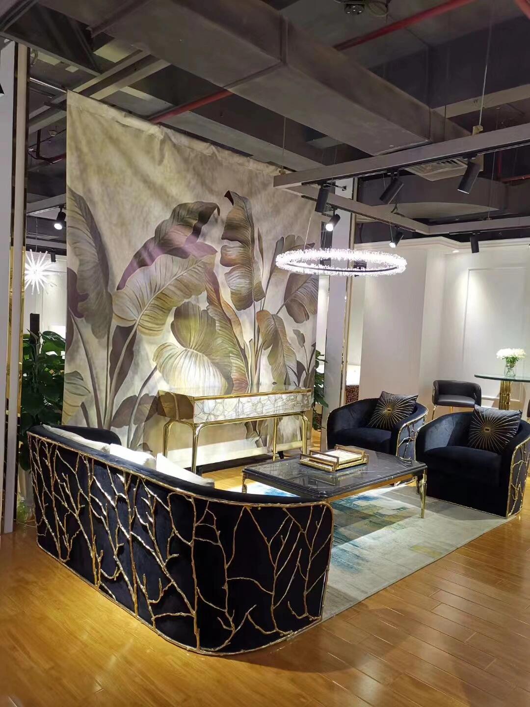 Enchanted Luxurious Designer Metal Minimalist Custom Fabric Sofa