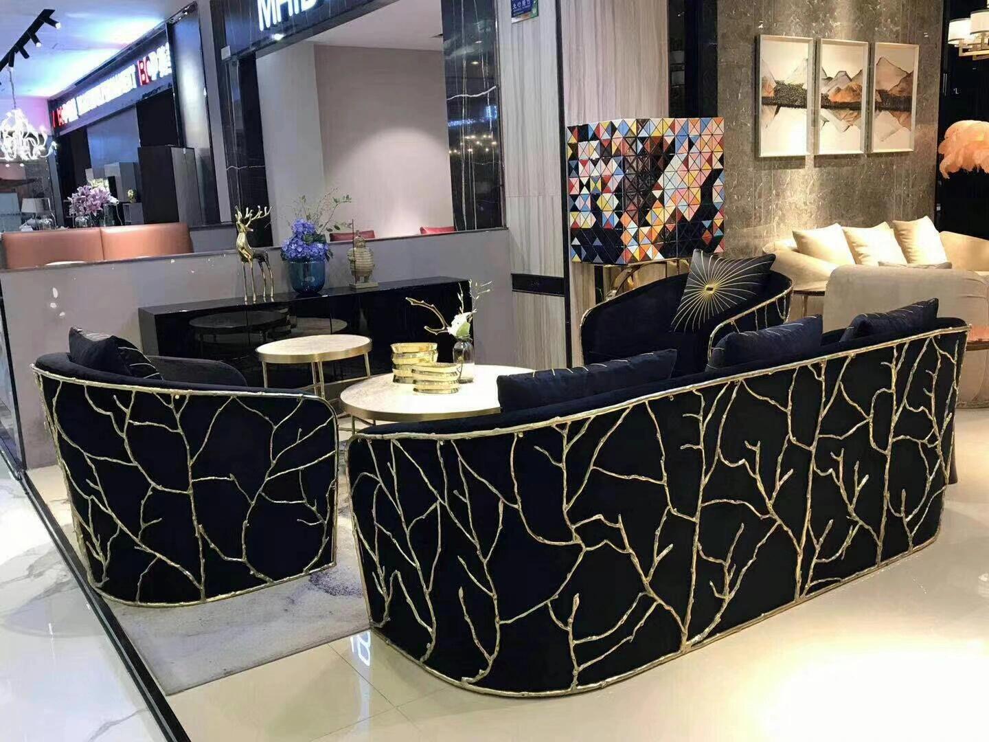 Enchanted Luxurious Designer Metal Minimalist Custom Fabric Sofa