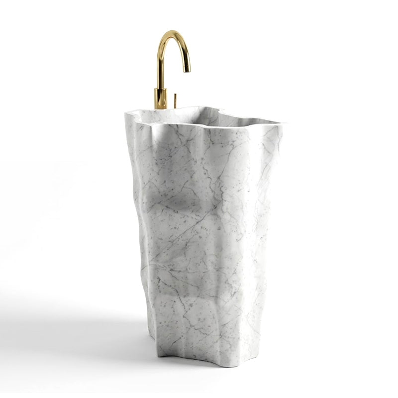 Ethen Villa Luxurious Artistic Natural Marble Freestanding Washbasin