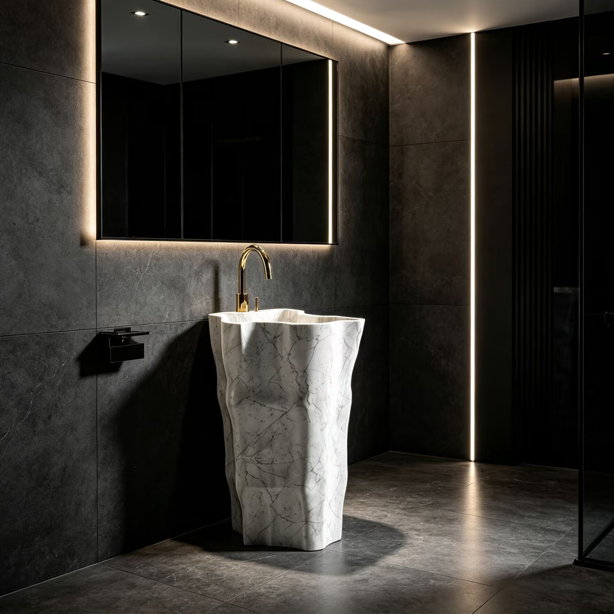 Ethen Villa Luxurious Artistic Natural Marble Freestanding Washbasin