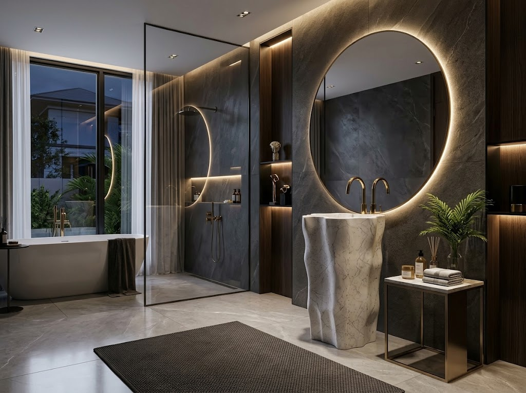 Ethen Villa Luxurious Artistic Natural Marble Freestanding Washbasin