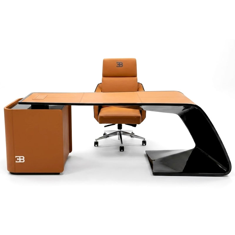 Ettore President'S Office Luxurious Upscale Genuine Leather Desk
