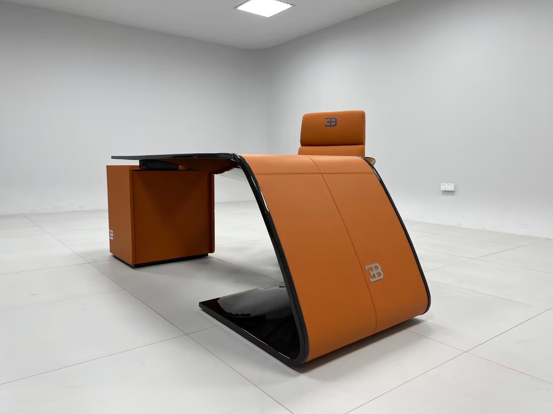 Ettore President'S Office Luxurious Upscale Genuine Leather Desk
