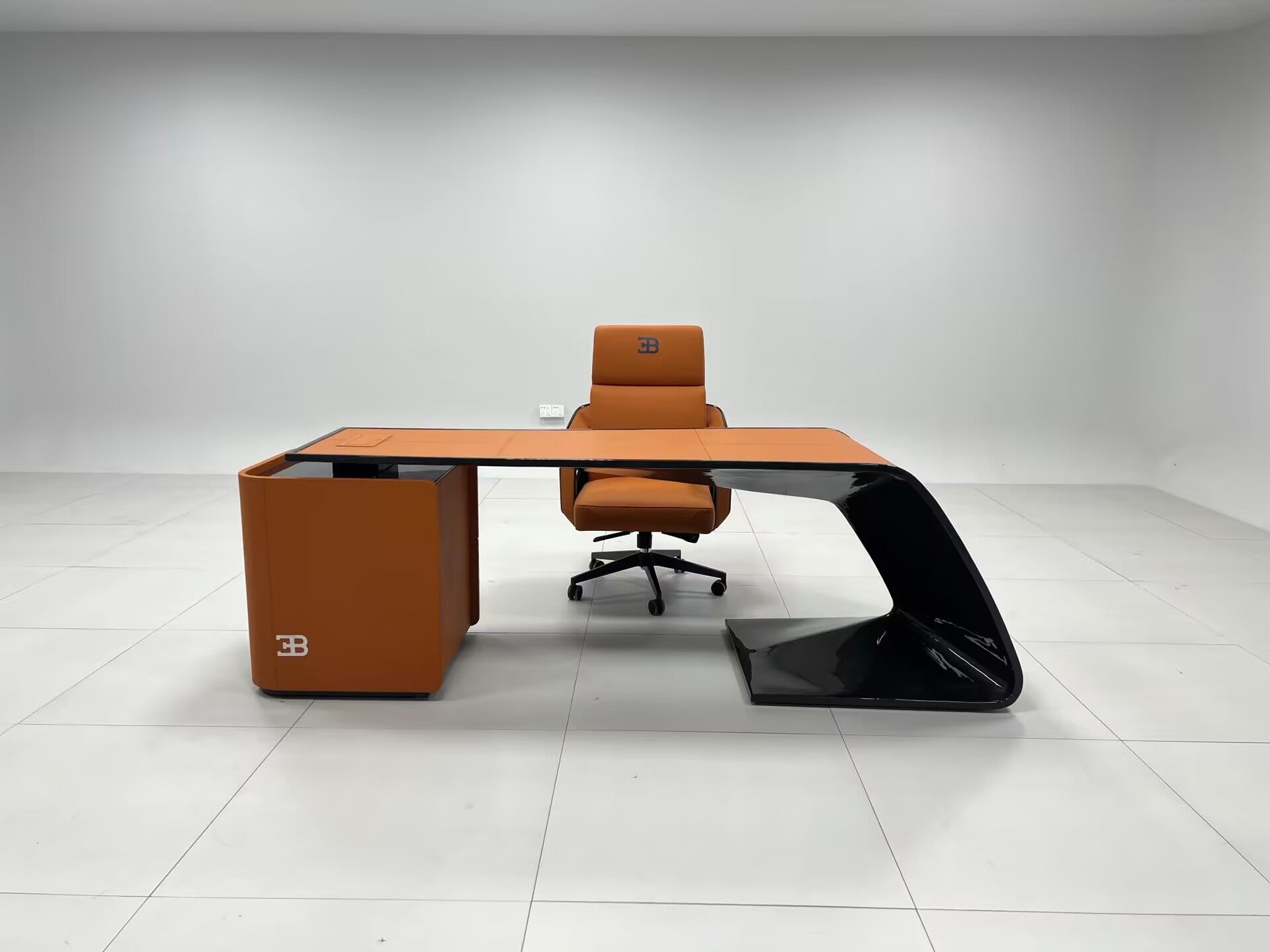 Ettore President'S Office Luxurious Upscale Genuine Leather Desk