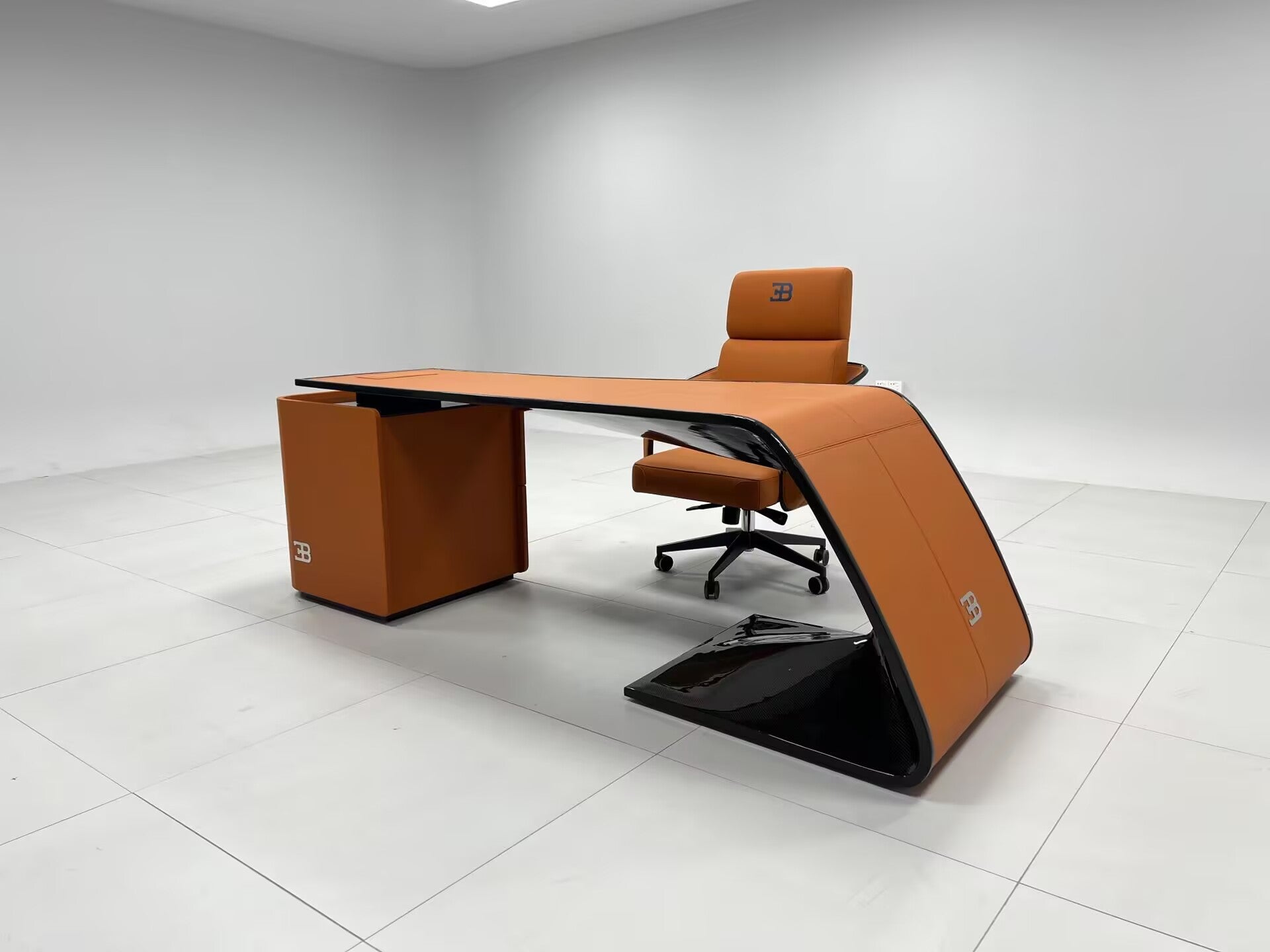 Ettore President'S Office Luxurious Upscale Genuine Leather Desk