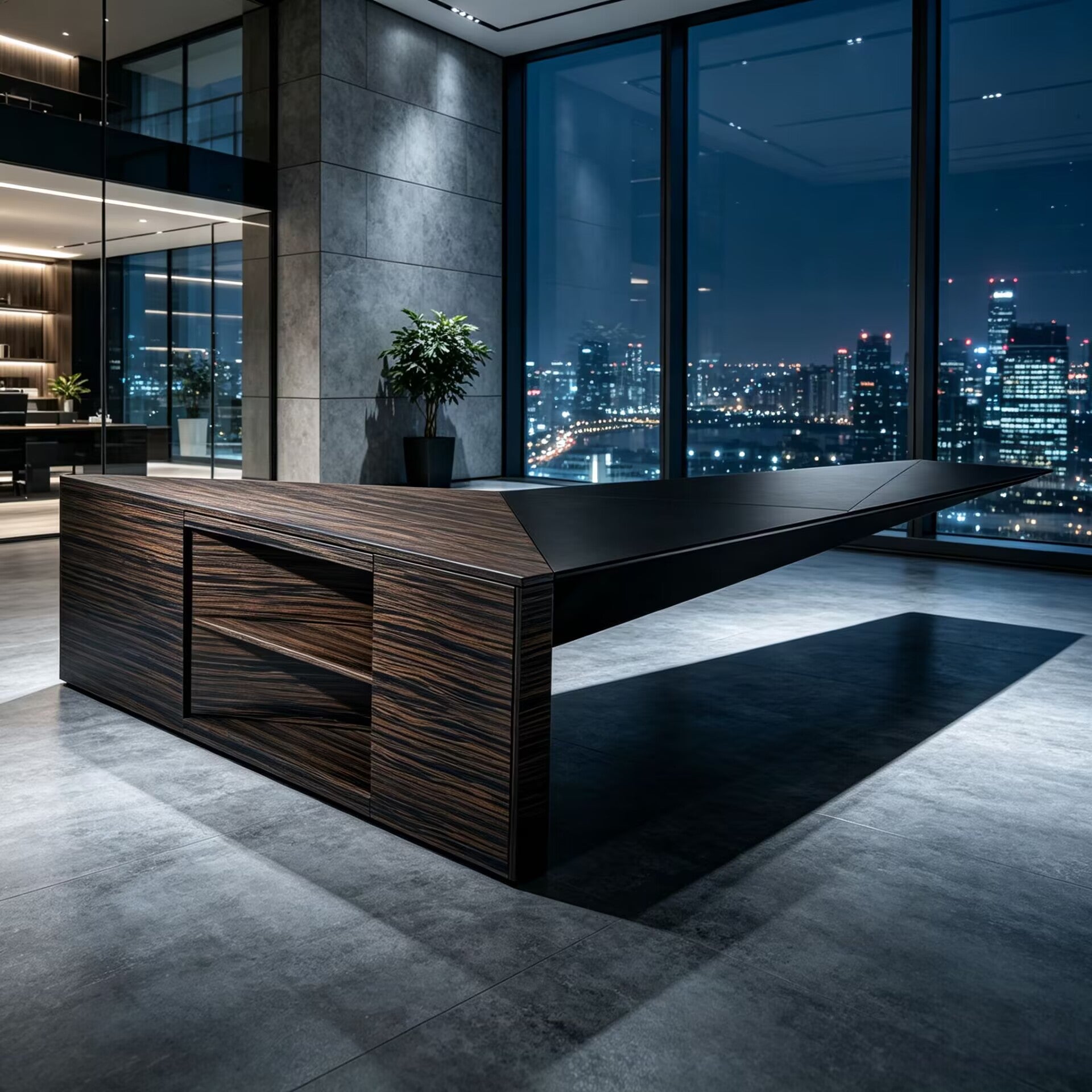 Eucl Ideo High Quality Luxury Solid Wood Leather Floating Office Desk