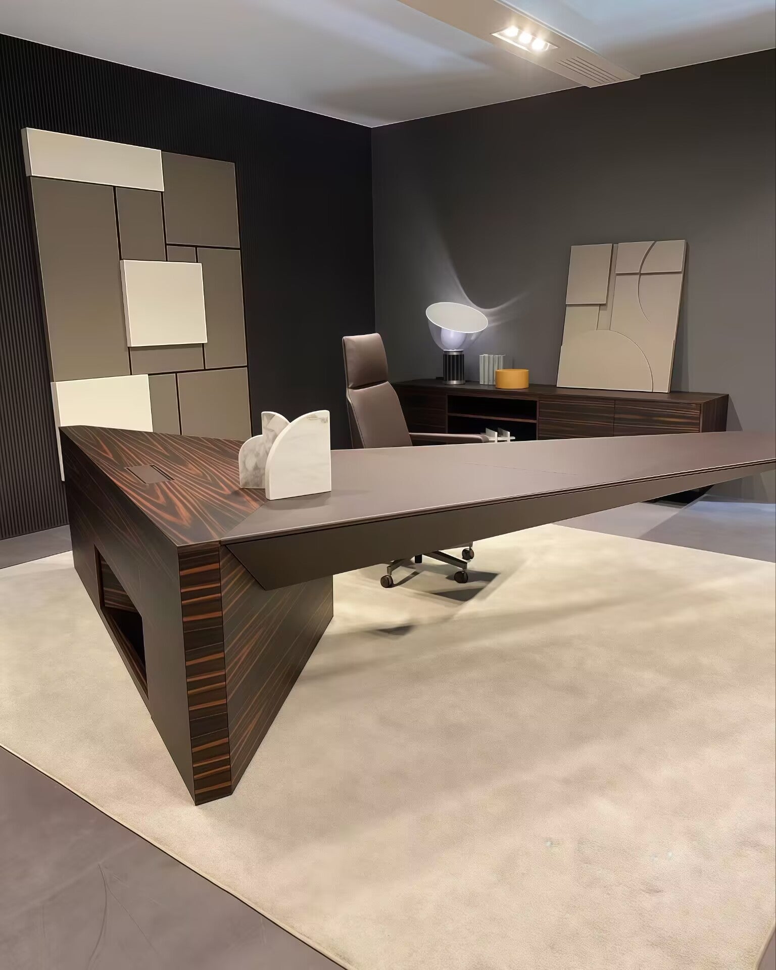 Eucl Ideo High Quality Luxury Solid Wood Leather Floating Office Desk