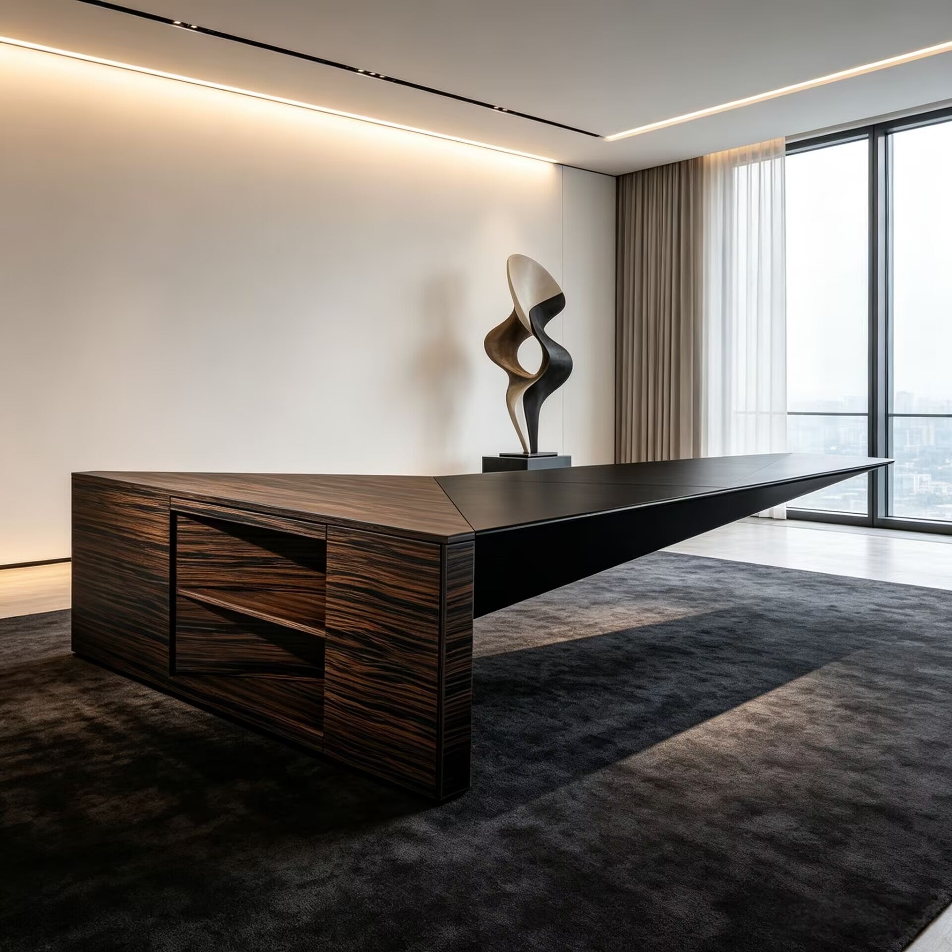 Eucl Ideo High Quality Luxury Solid Wood Leather Floating Office Desk