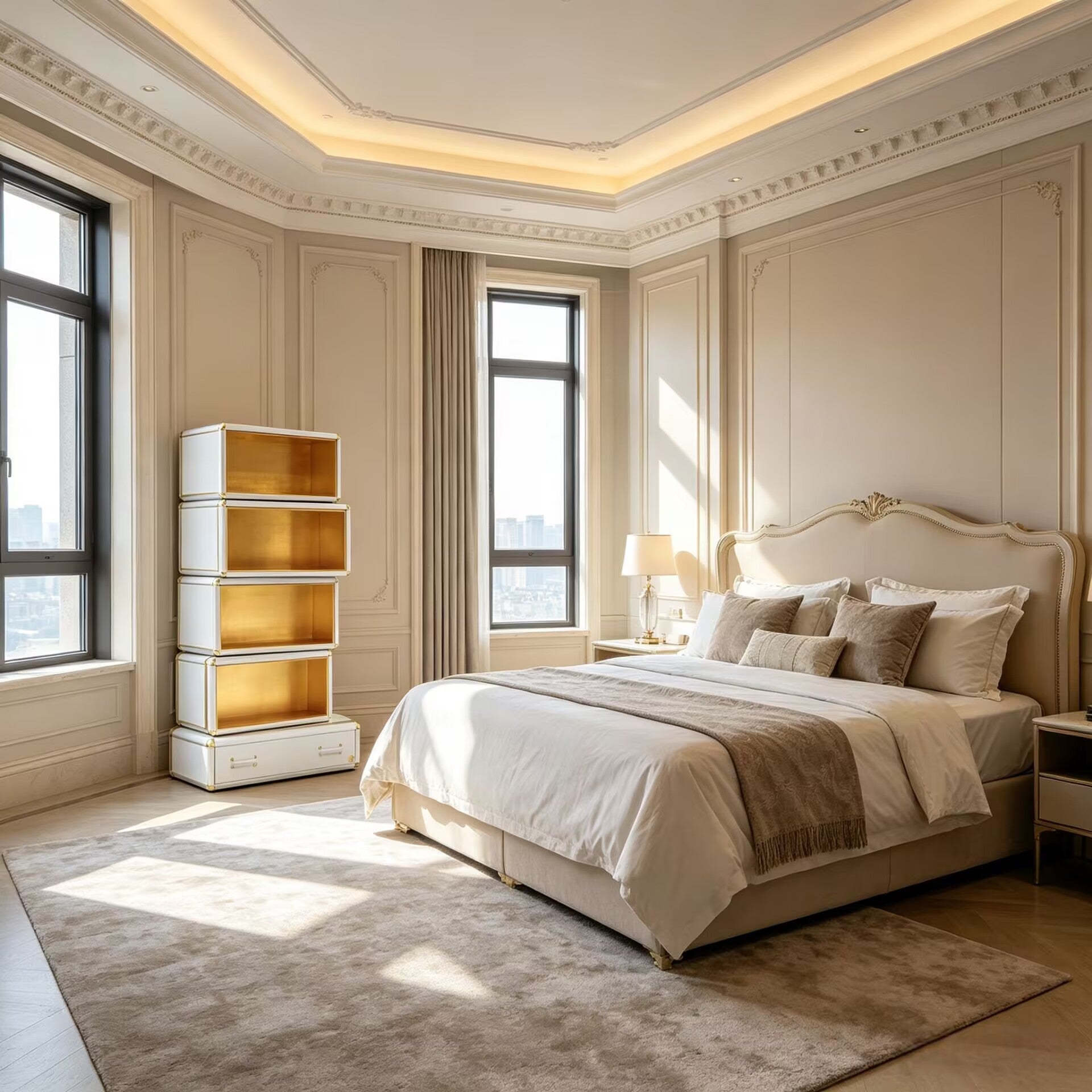 Fantasy Air Italian Unique High-End Customize Solid Wood Bookcase