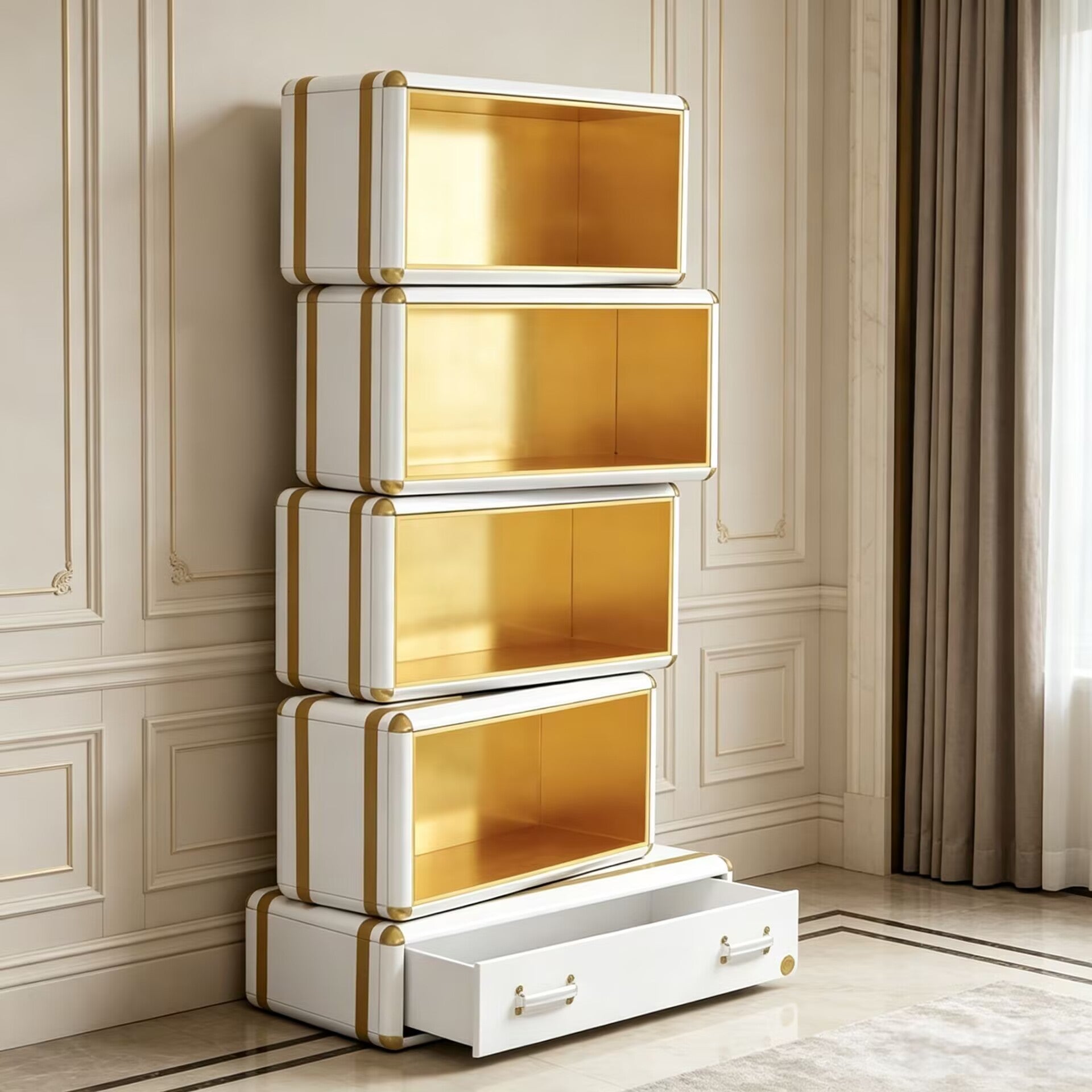 Fantasy Air Italian Unique High-End Customize Solid Wood Bookcase