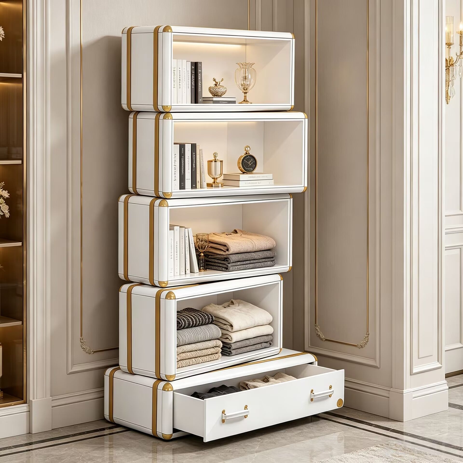 Fantasy Air Italian Unique High-End Customize Solid Wood Bookcase