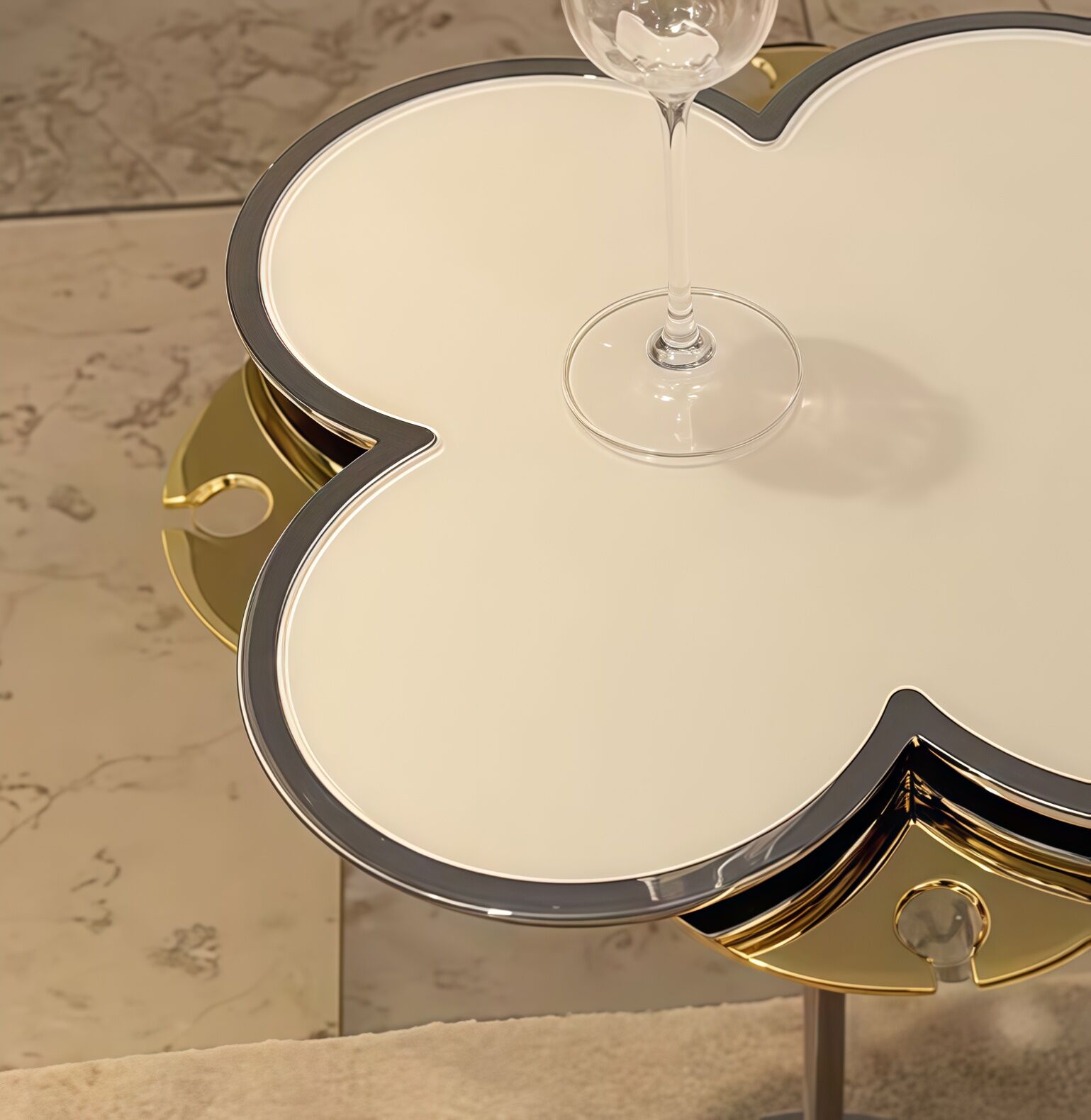 Fiore High End Stainless Steel Glass Creative Design Side Table