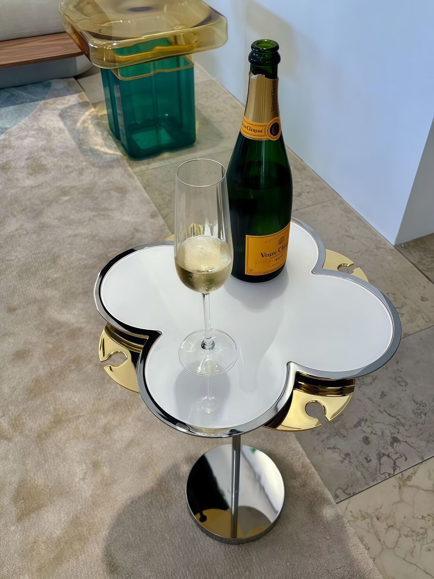 Fiore High End Stainless Steel Glass Creative Design Side Table