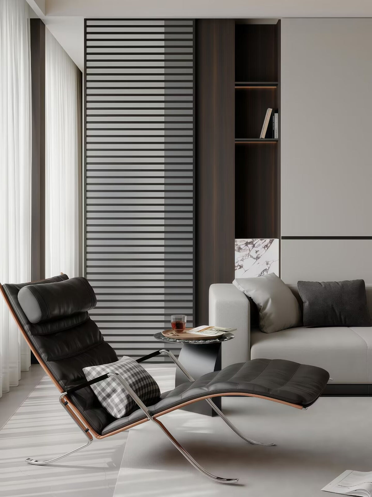 Fk 87 Modern High-End Artistic Leather Grasshopper Lounge Chair