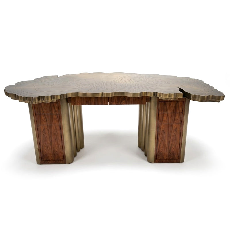 Fortuna Italian Luxurious Solid Wood Metal Etching Office Desk