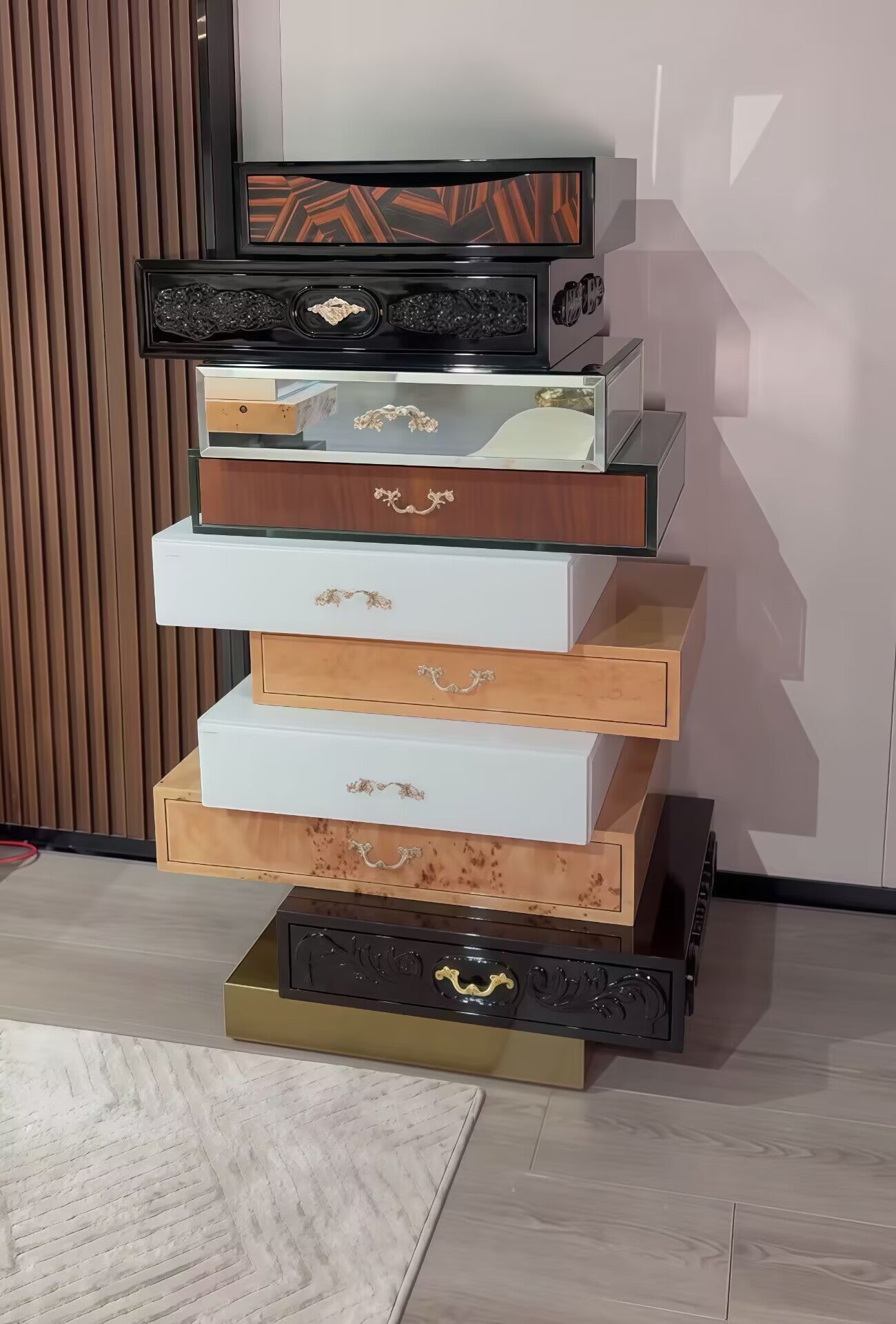 FRANK CHEST Italian light luxury creative solid wood irregular cabinet