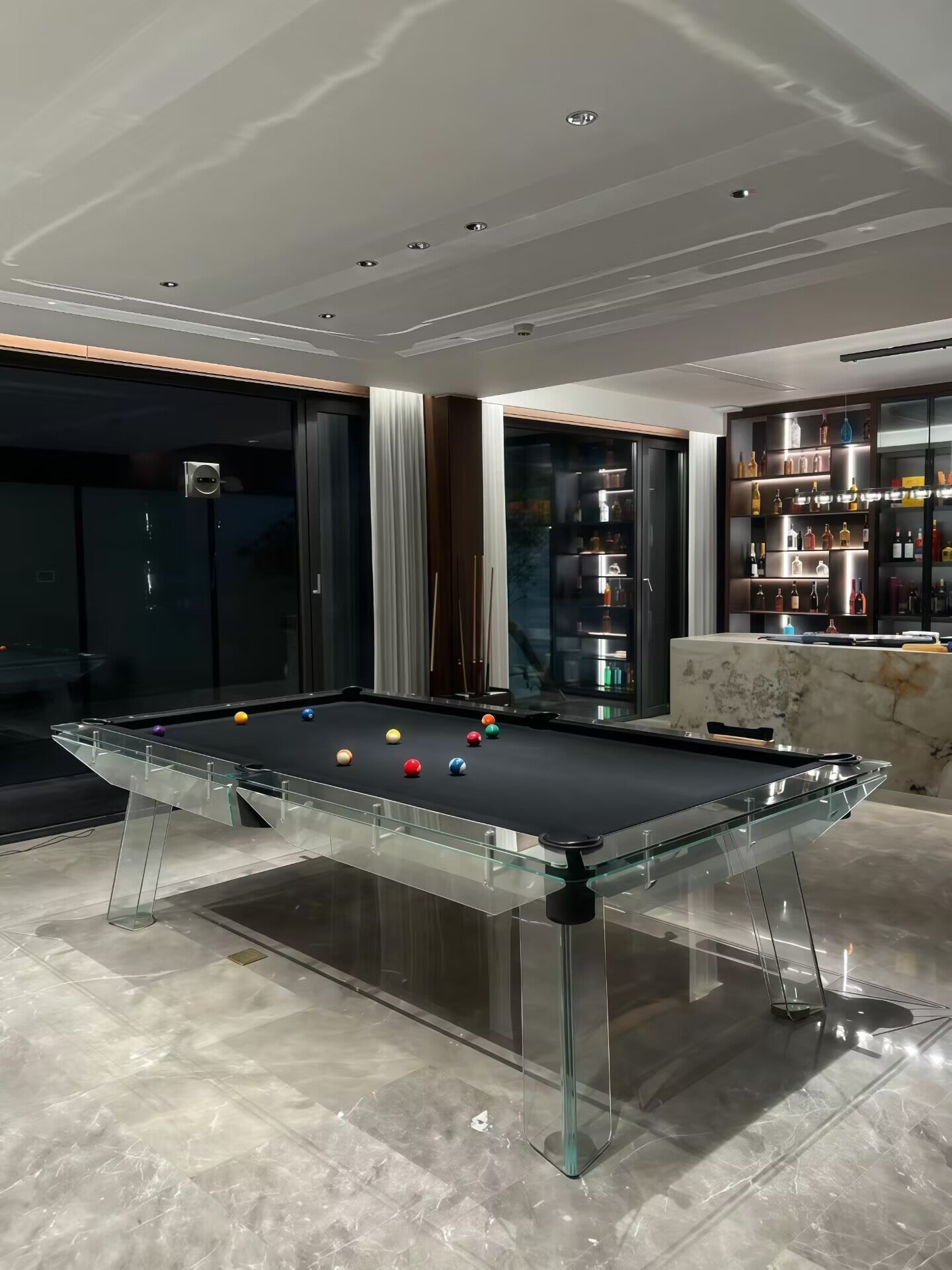 Filotto Italian Style Light Luxury Standard Crystal Glass Billiard Table