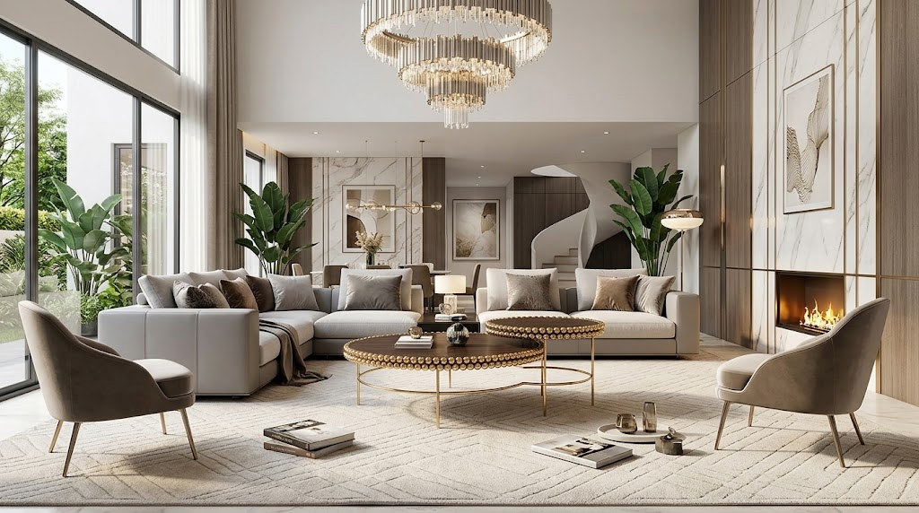 Finley Luxury Unique Minimalist Solid Wood Round Combination Coffee Table