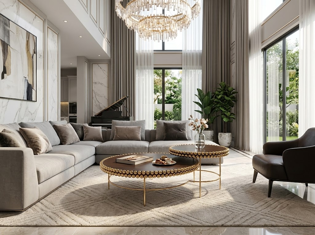 Finley Luxury Unique Minimalist Solid Wood Round Combination Coffee Table
