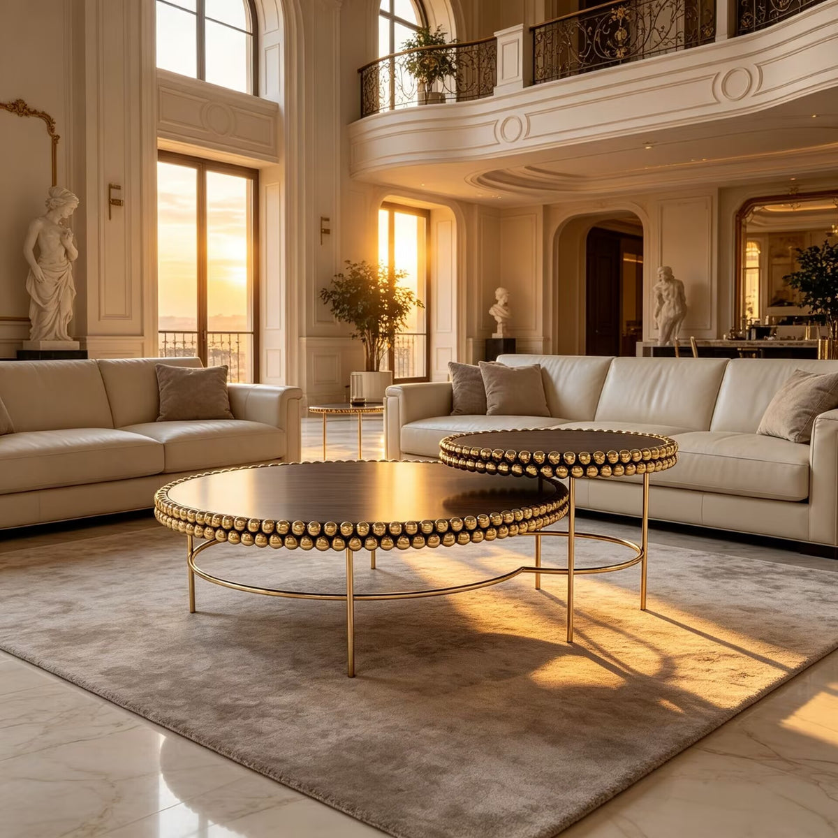Finley Luxury Unique Minimalist Solid Wood Round Combination Coffee Table