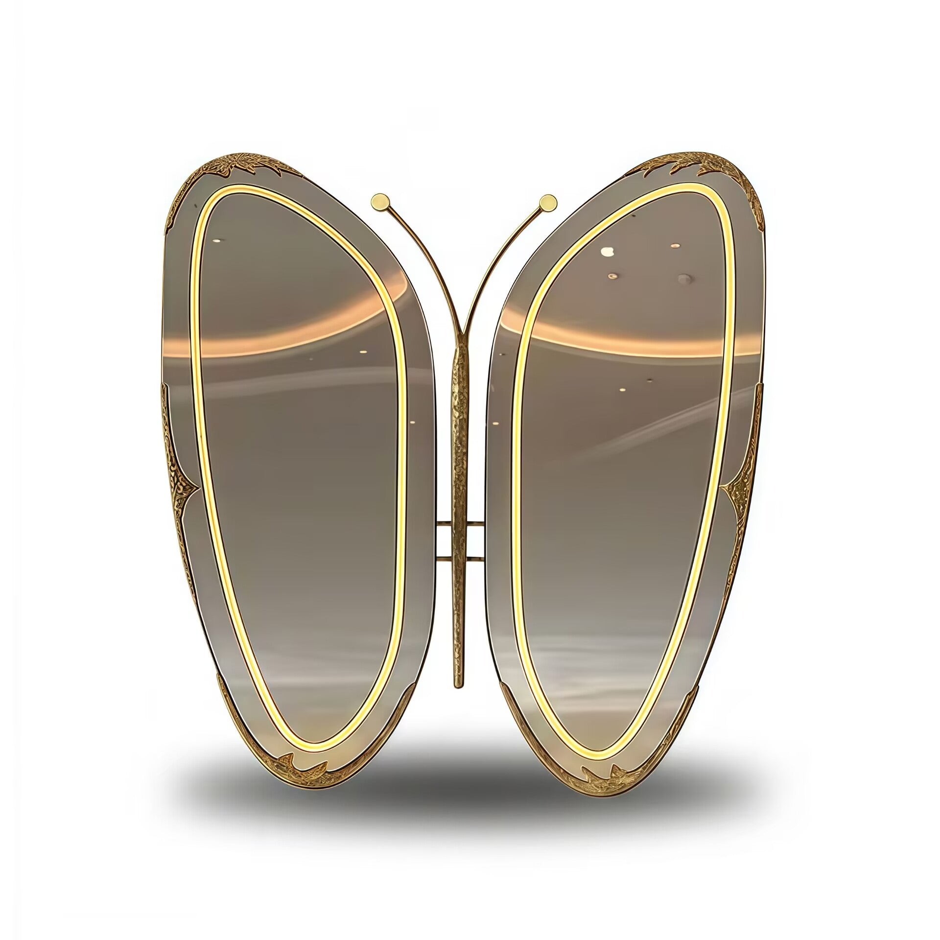 Designer Irregular Artistic Unique Butterfly Brass Full-Length Mirror