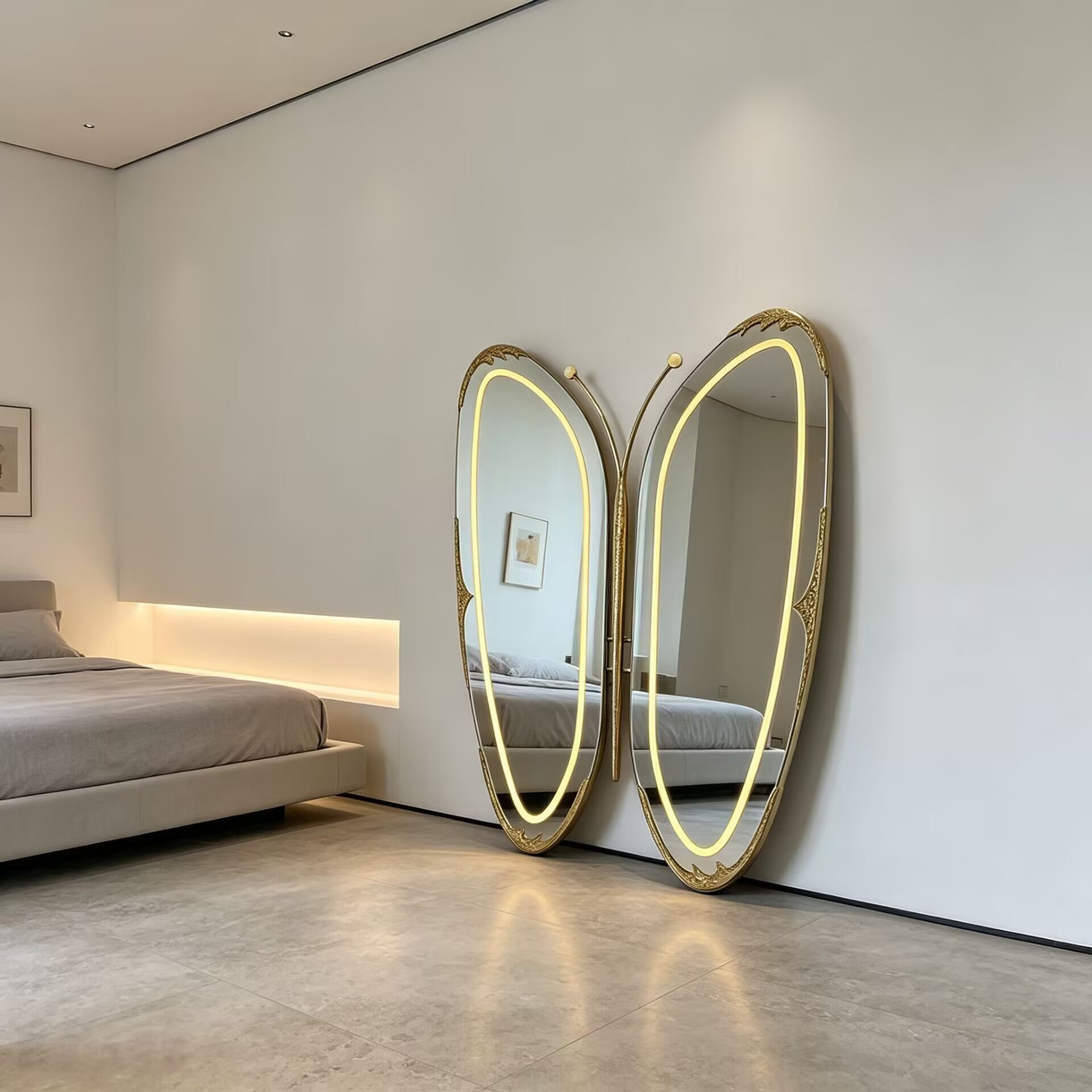 Designer Irregular Artistic Unique Butterfly Brass Full-Length Mirror