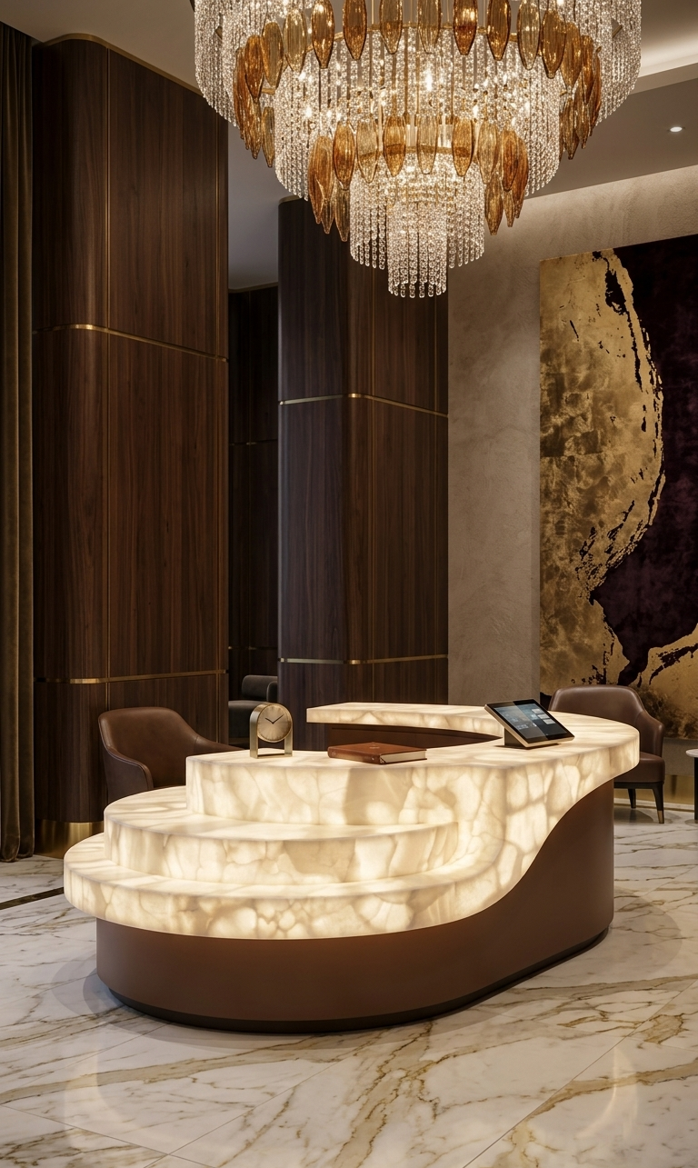 AURA Luxury Solid Wood Art Creative Marble Bar Counter