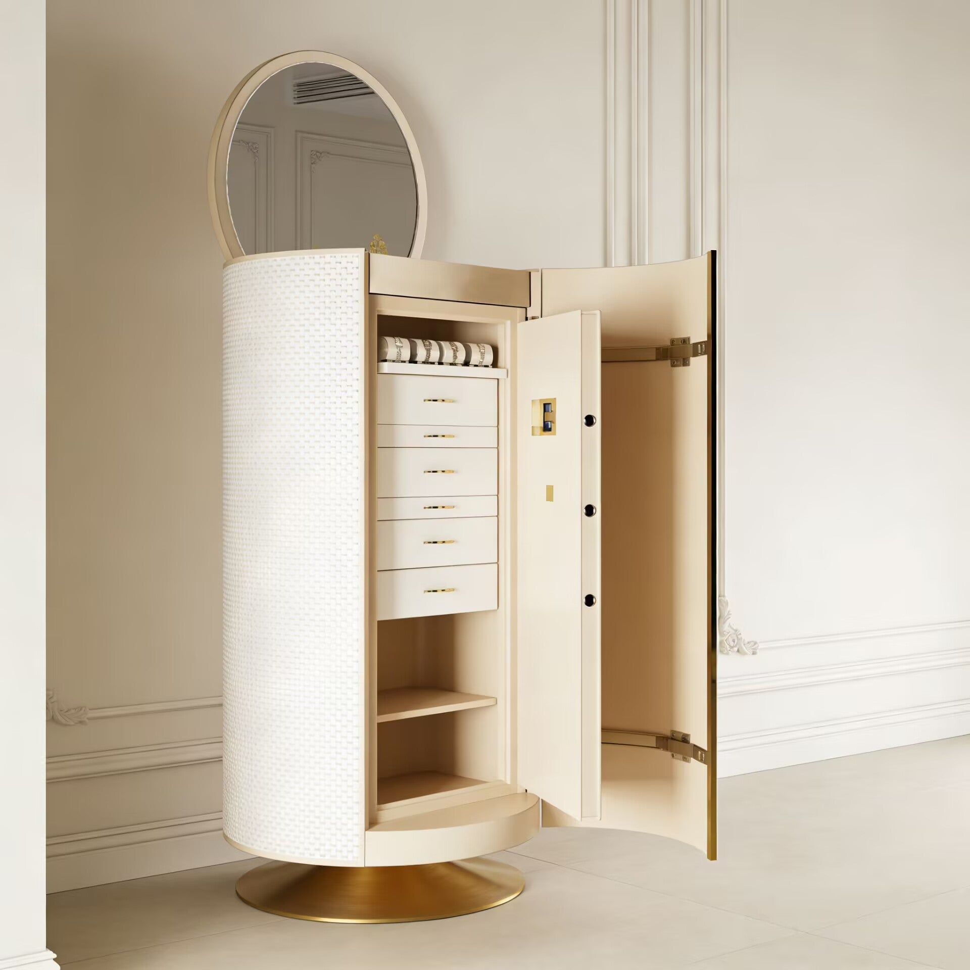 Gioia Noce High-End Leather Creativity Solid Wood Jewelry Cabinet