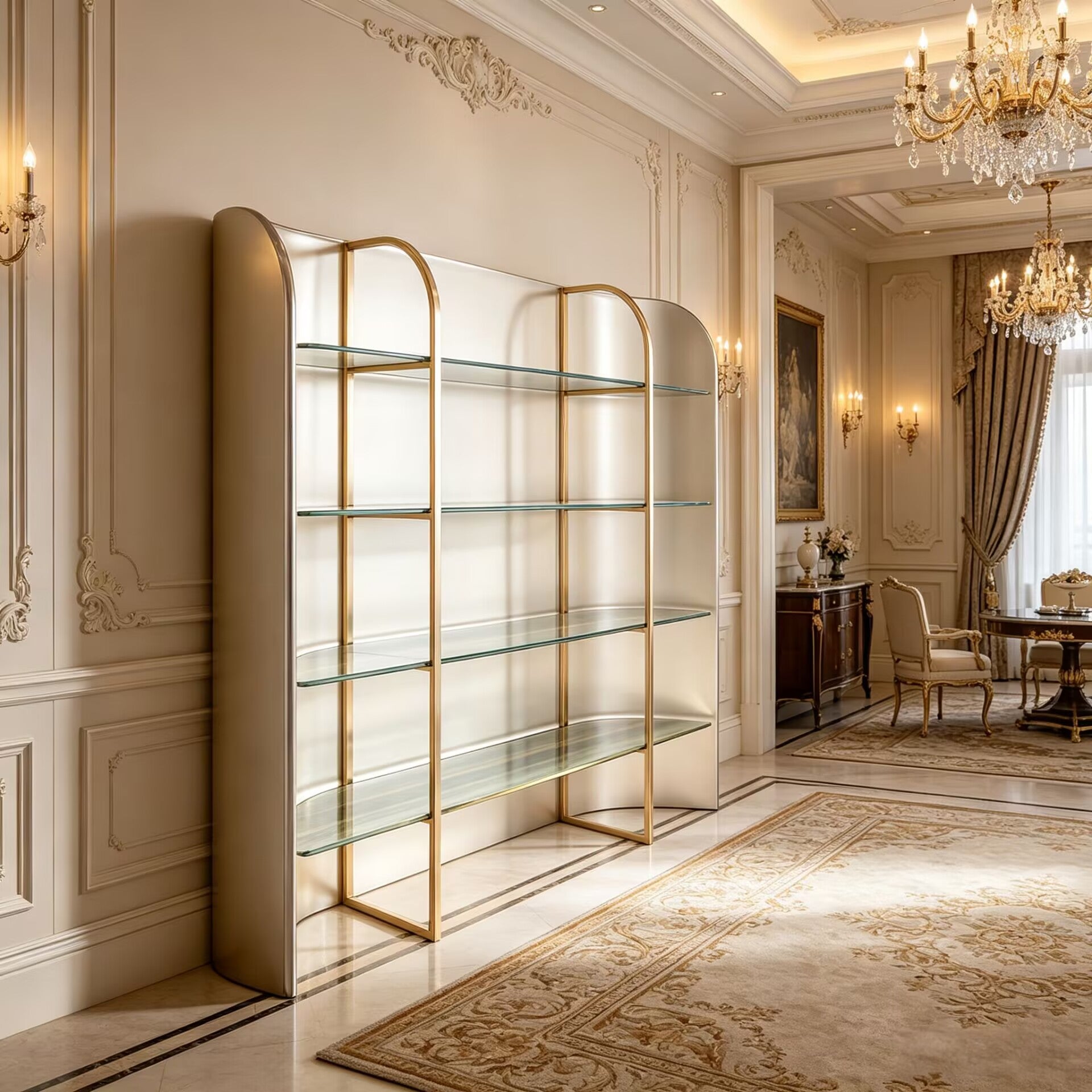 Giorgio Armani High-End Glass Customize Solid Wood Bookshelf