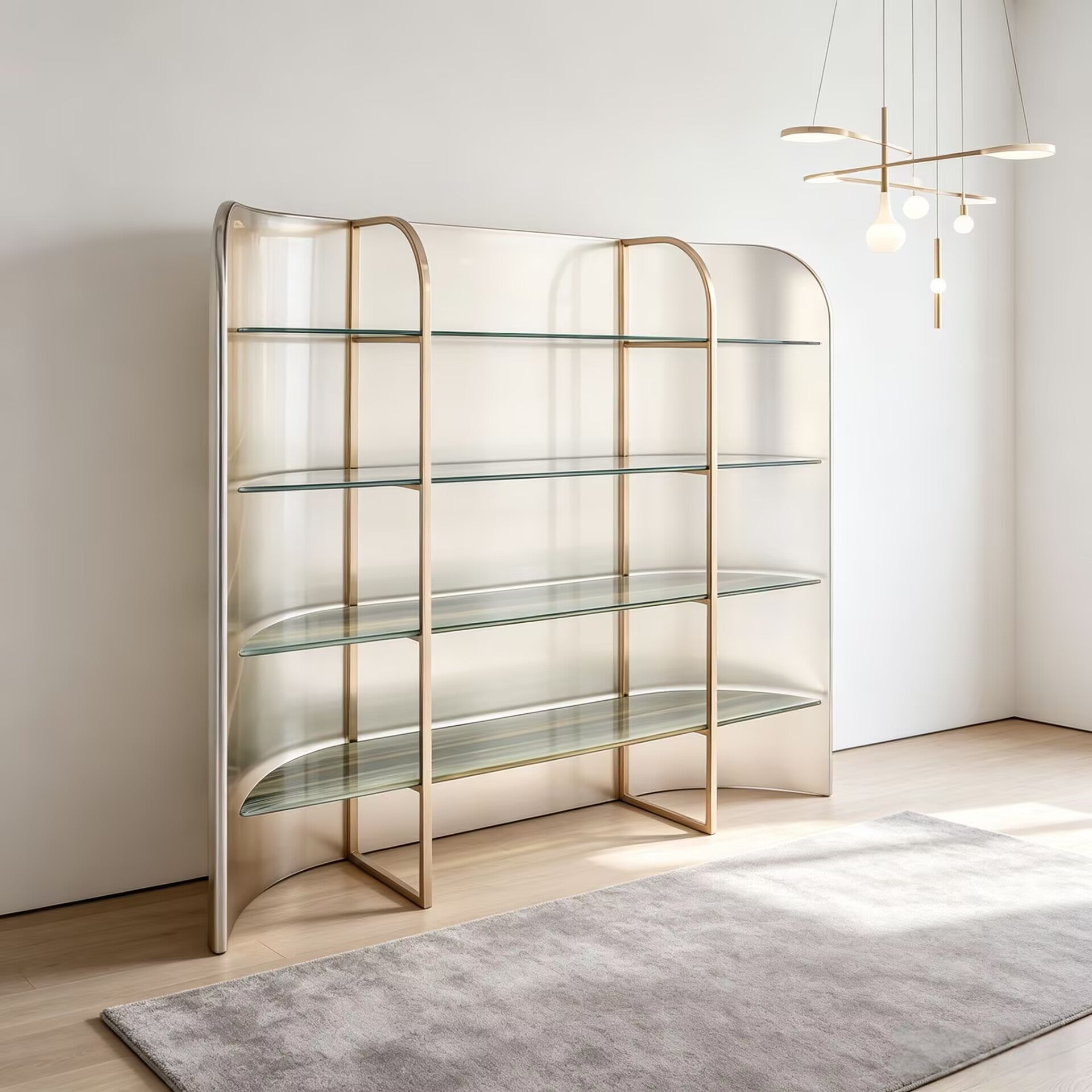 Giorgio Armani High-End Glass Customize Solid Wood Bookshelf