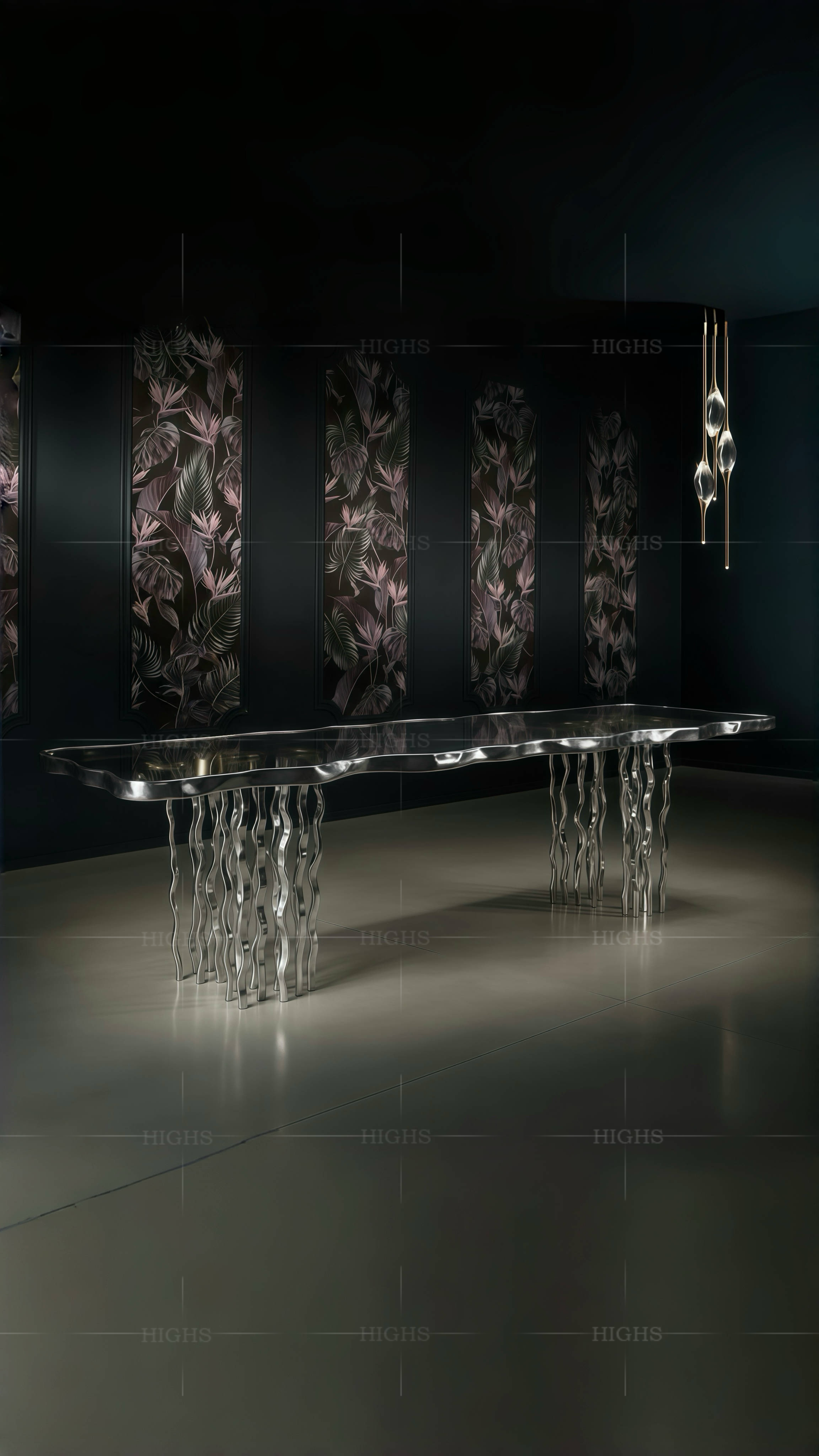 Transparent unique lotus design glass dining table