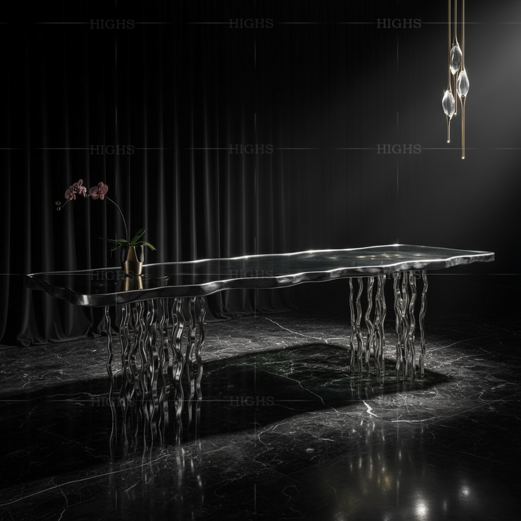 Transparent unique lotus design glass dining table