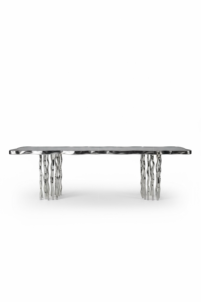 Transparent unique lotus design glass dining table