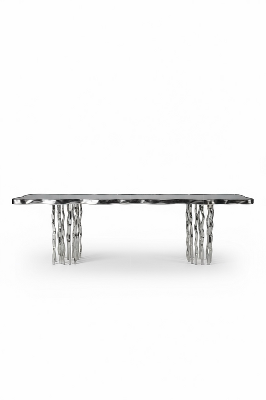 Transparent unique lotus design glass dining table