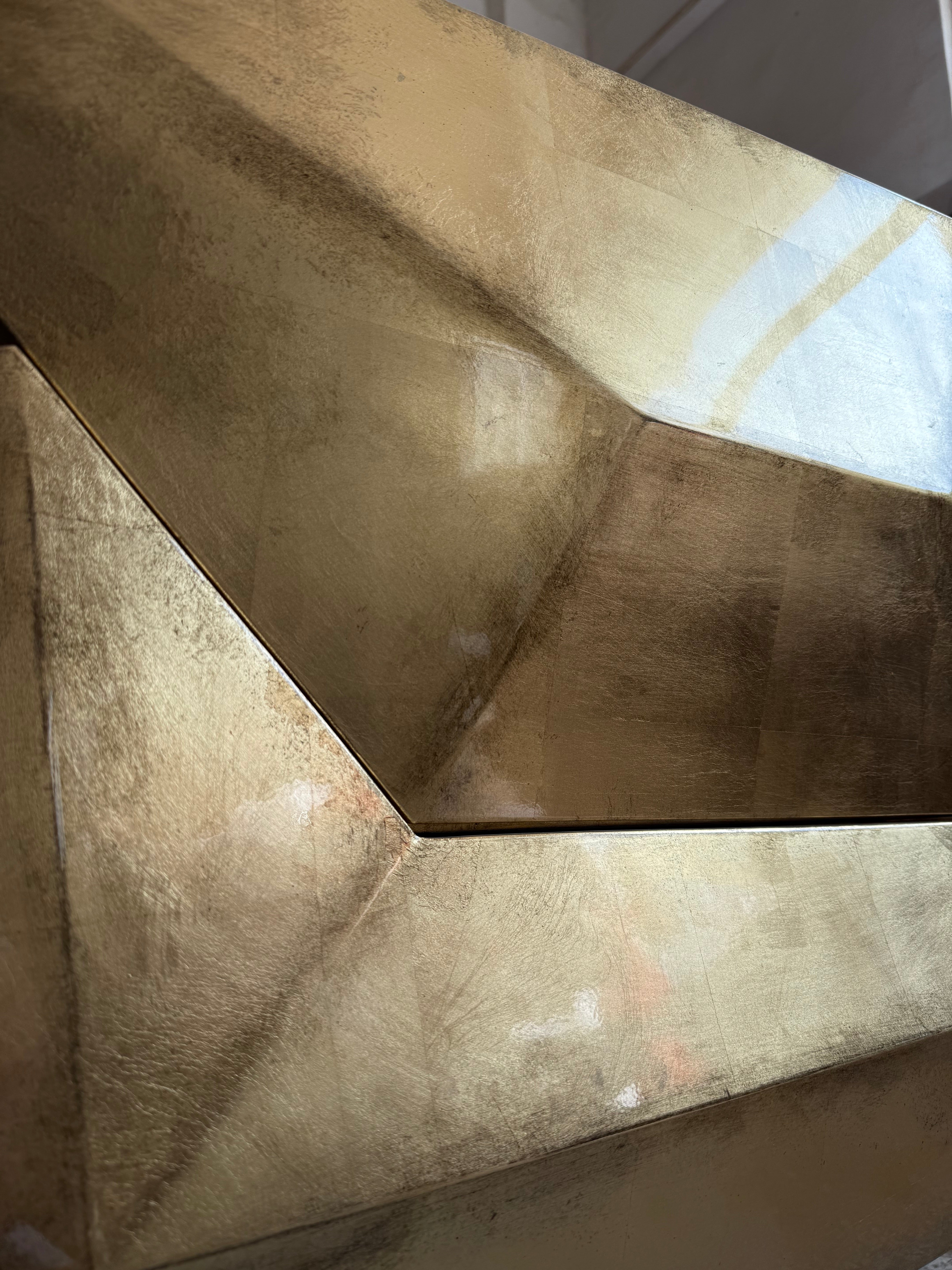 Solid wood irregular art Gold leaf sideboard