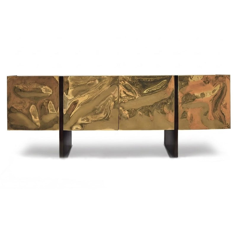 H20 Ebonized High Quality Unique Simple Solid Wood Brass Sideboard