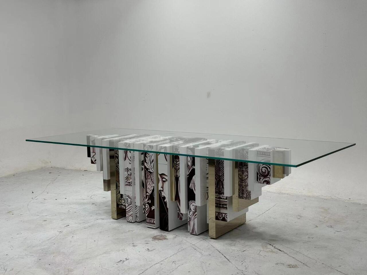 HERITAGE SEPIA DINING TABLE ART HAND-PAINTED FURNITURE