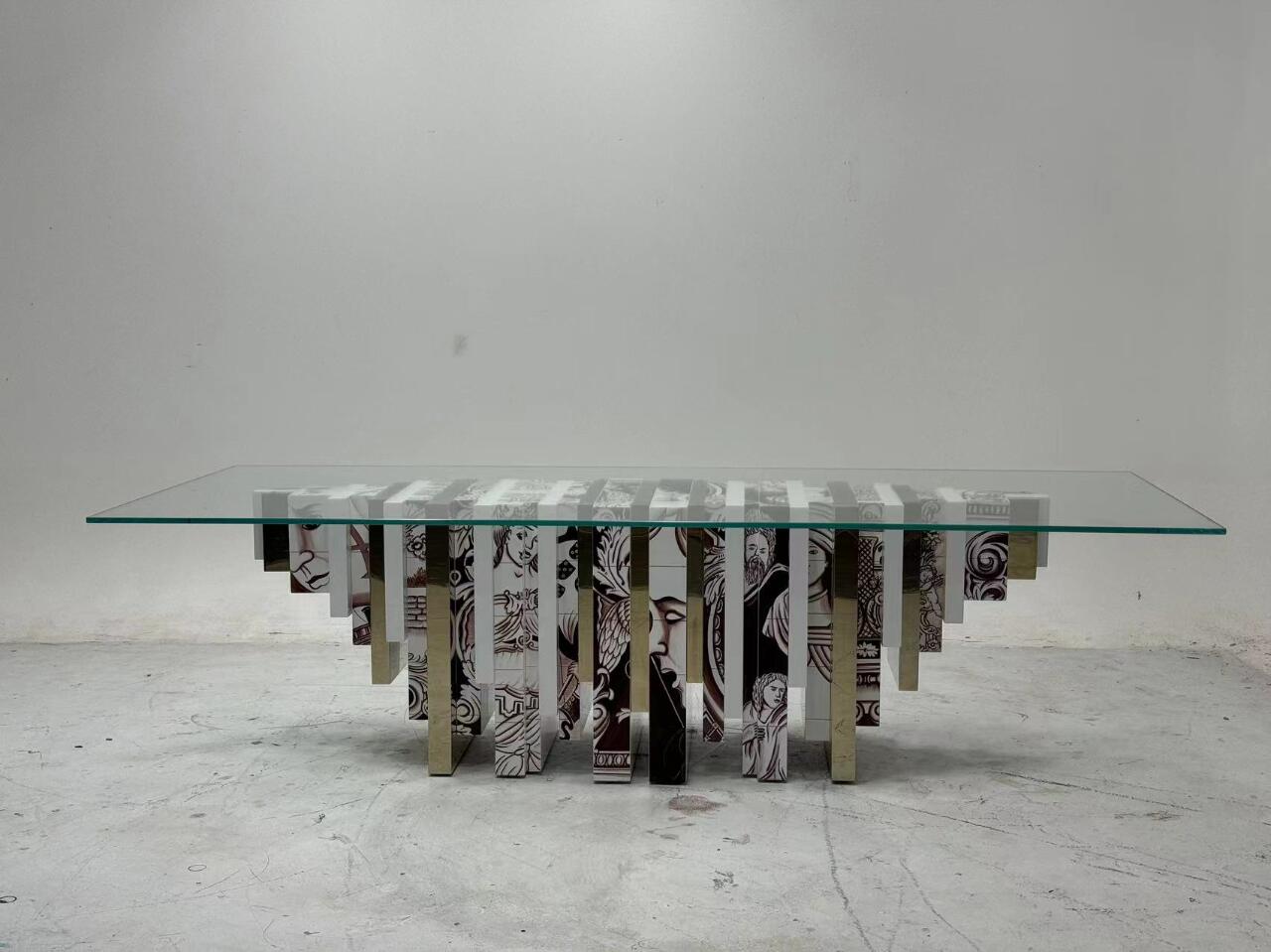 HERITAGE SEPIA DINING TABLE ART HAND-PAINTED FURNITURE