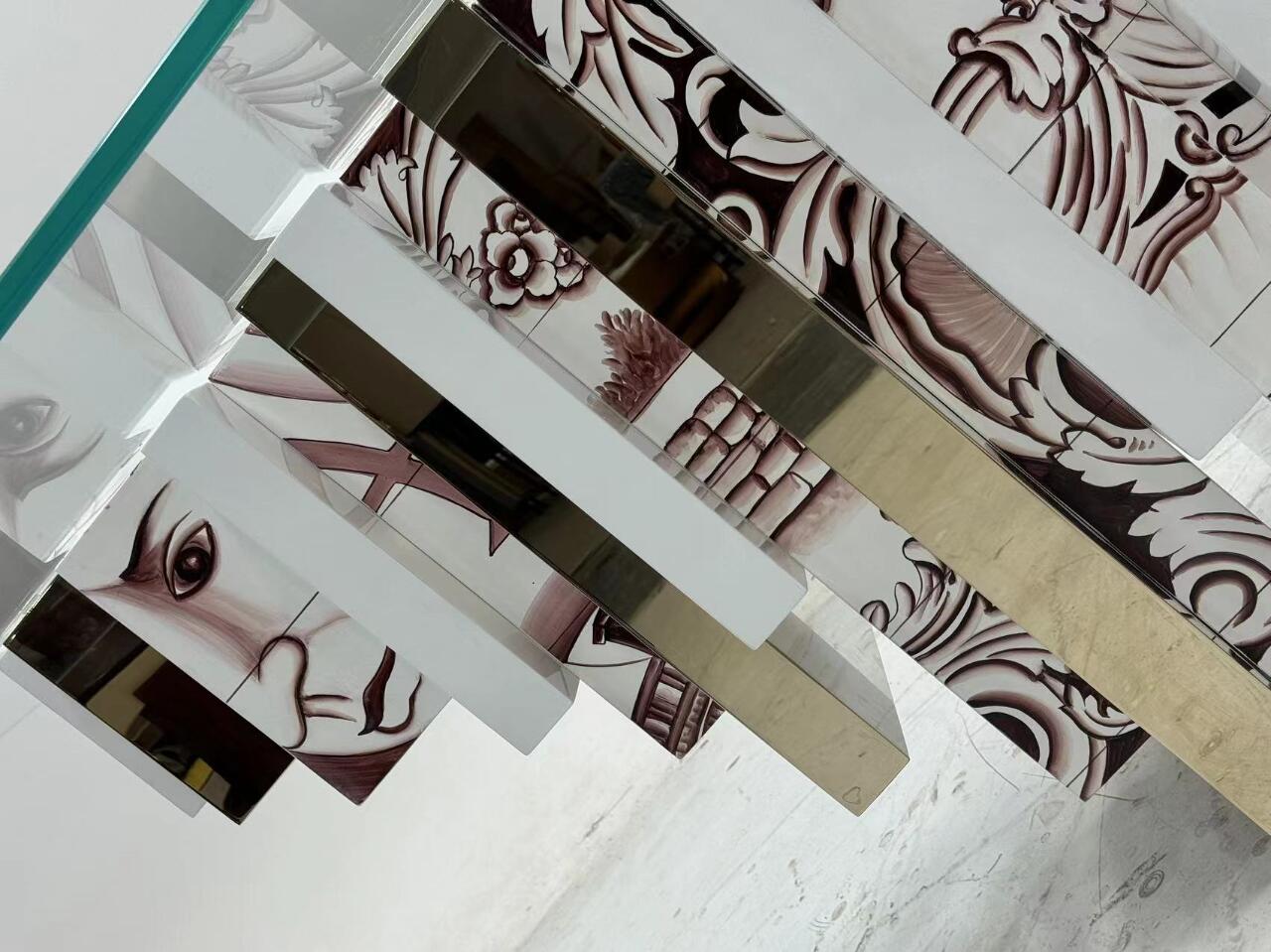 HERITAGE SEPIA DINING TABLE ART HAND-PAINTED FURNITURE