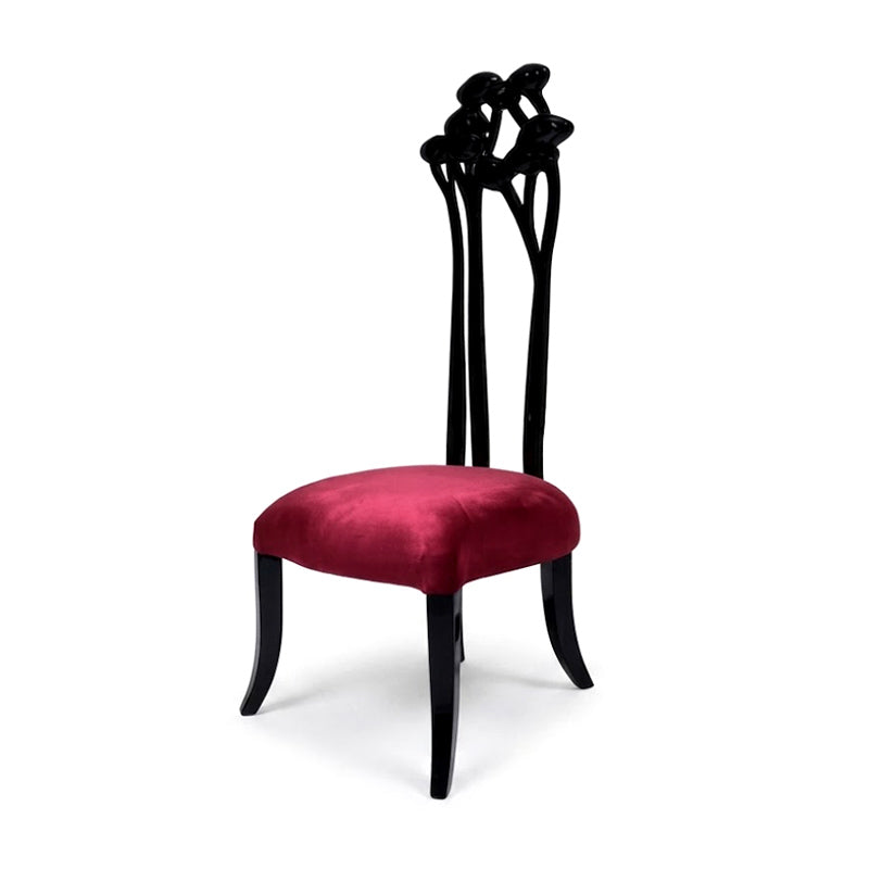Luxurious Artistic Carving Solid Wood Simple Fabric High-Backed Chair