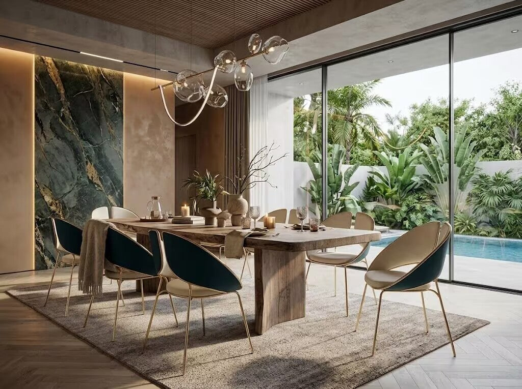 Hyoku Villa Modern Creativity Metal Upscale Fabric Dining Chair