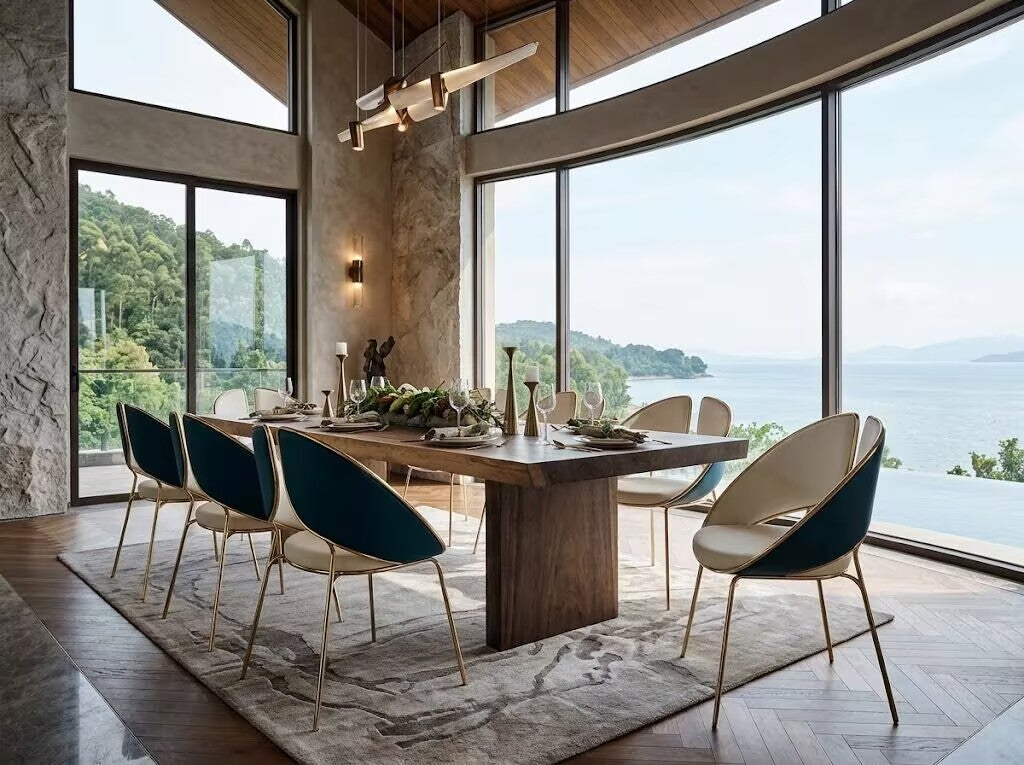 Hyoku Villa Modern Creativity Metal Upscale Fabric Dining Chair